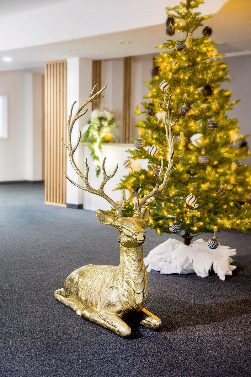 Dekofigur Hirsch Ralf gold aus Aluminium XXL 142cm