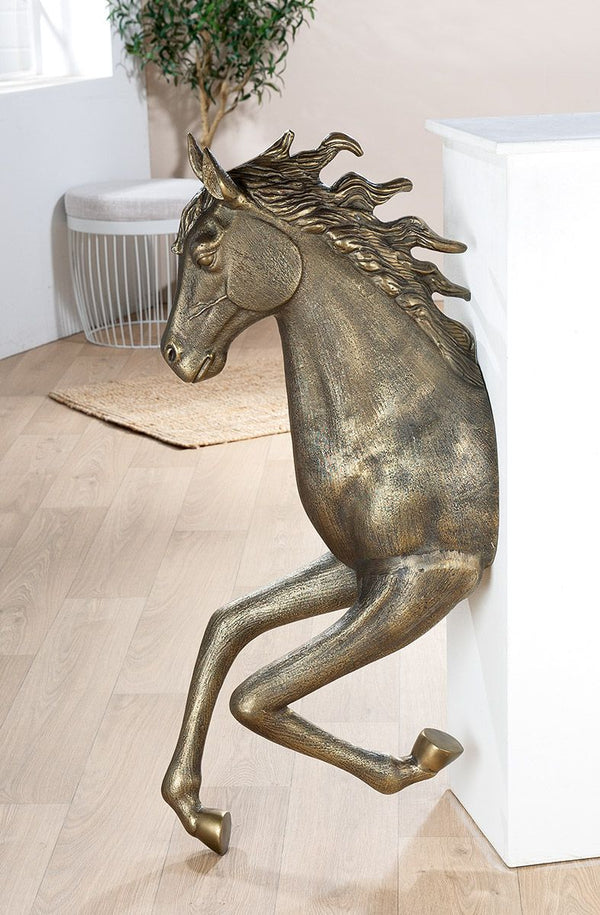 Bronskleurig wandobject paard van aluminium – Dreamy Design
