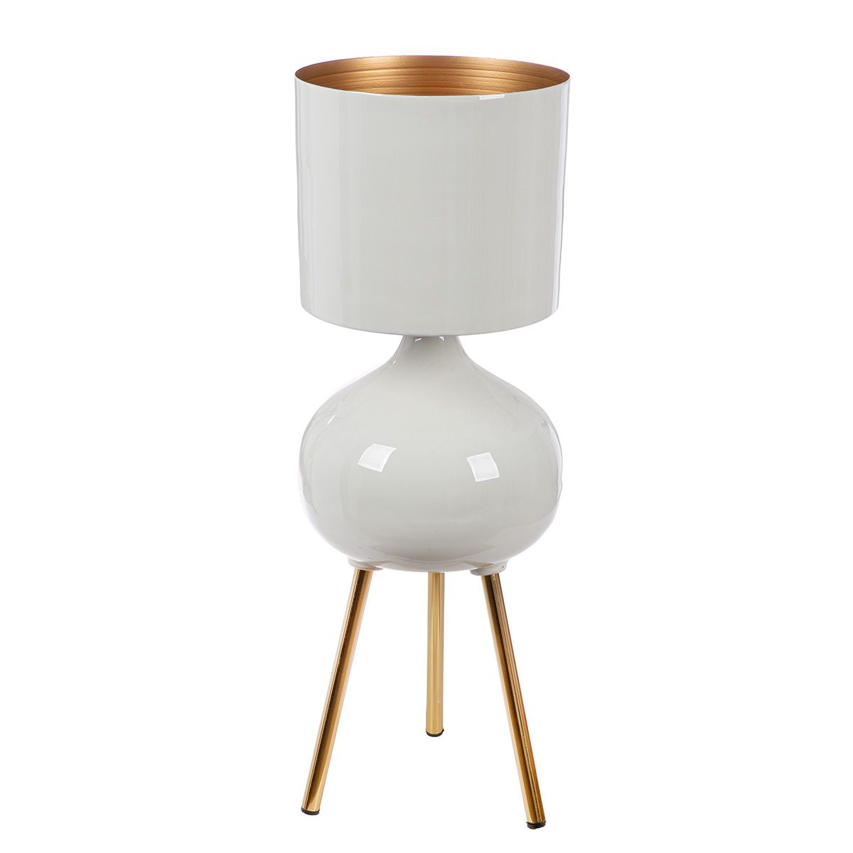 Glam metal planter in white