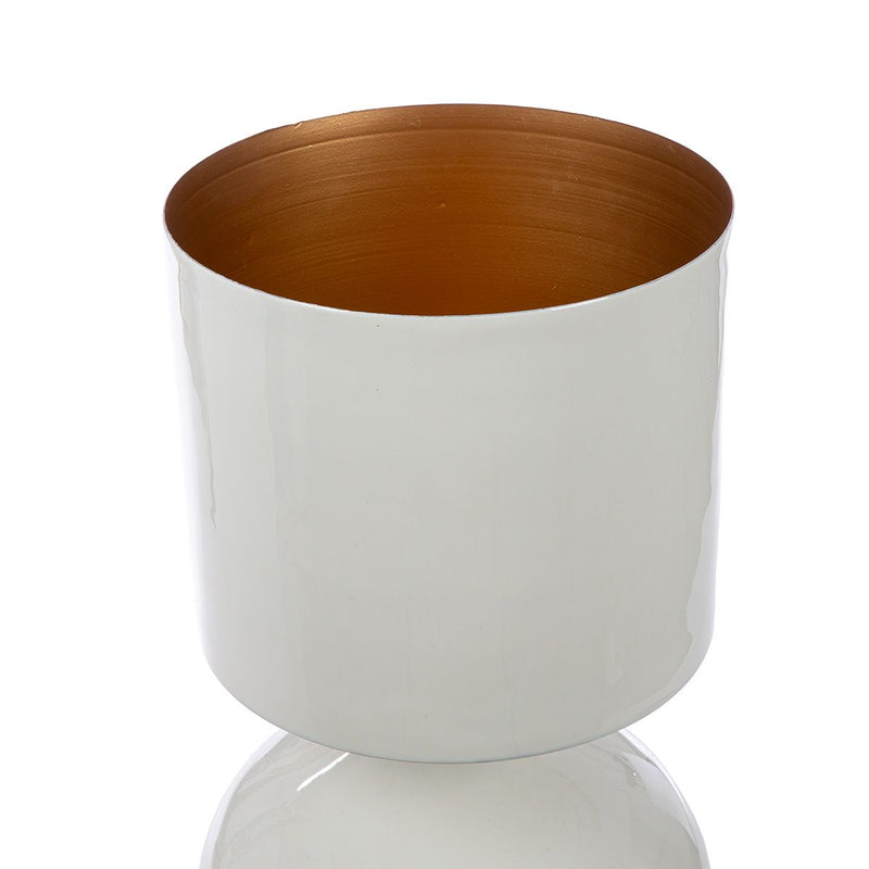 Glam metal planter in white