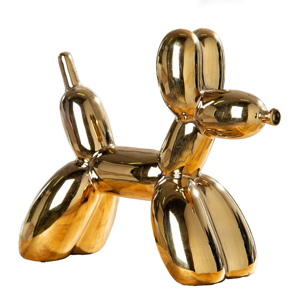 Dekofigur Ballonhund aus Keramik in Gold 23cm Modernes Design