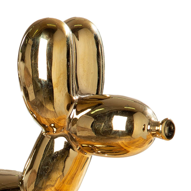 Dekofigur Ballonhund aus Keramik in Gold 23cm Modernes Design
