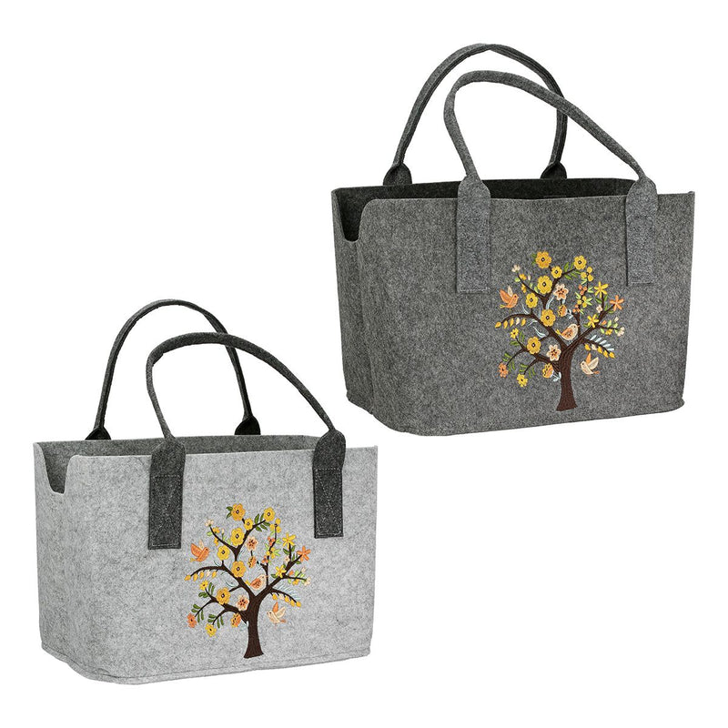 Felt bag Blütenzeit – Embroidered shopping bag with bird motif