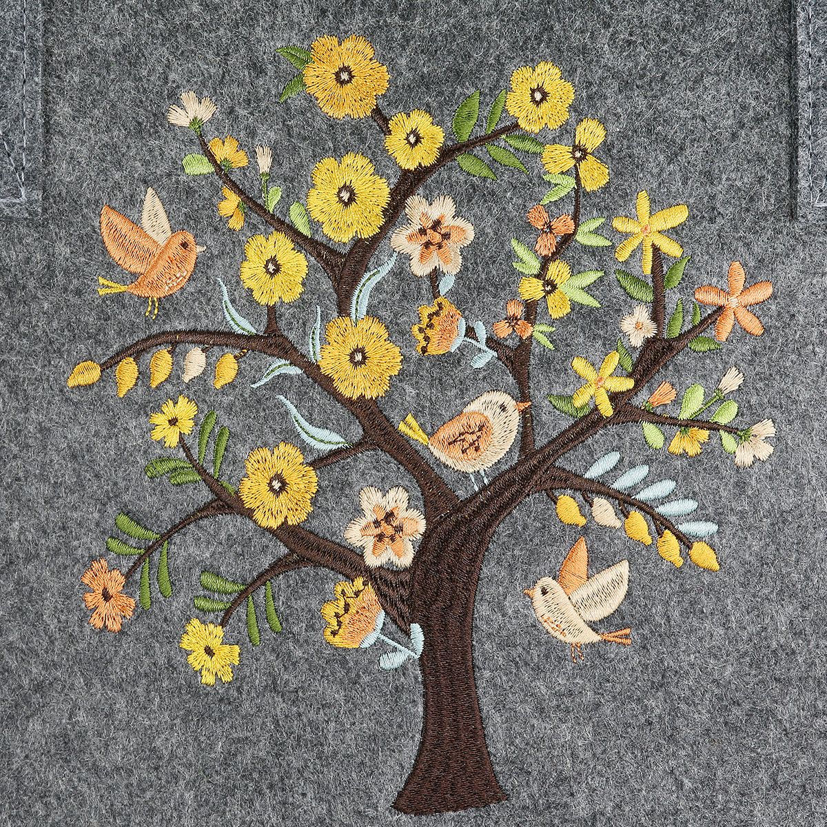 Felt bag Blütenzeit – Embroidered shopping bag with bird motif