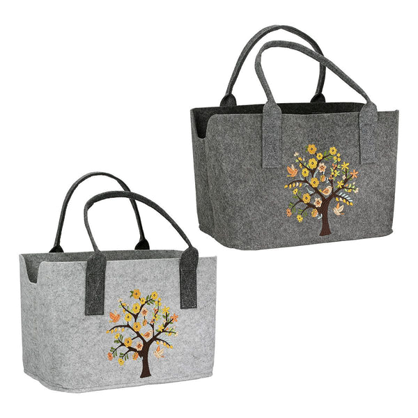 Felt bag Blütenzeit – Embroidered shopping bag with bird motif