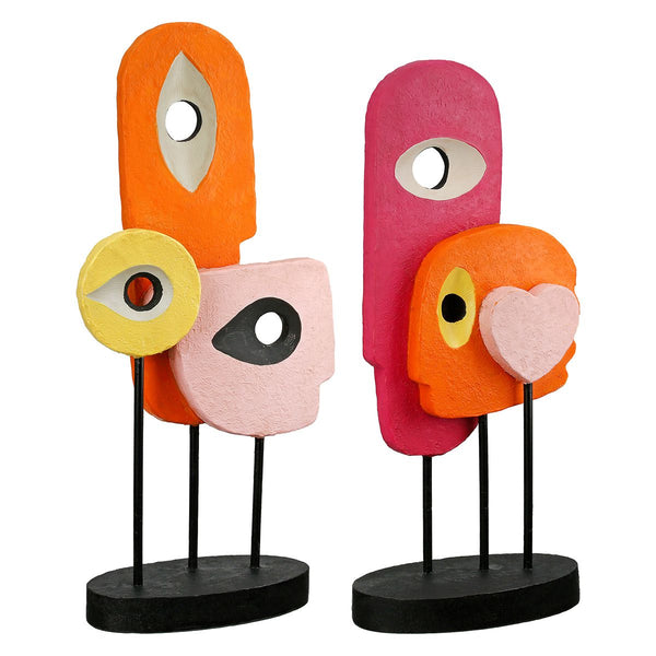 Abstract sculpture in heart design – yellow, orange and pink