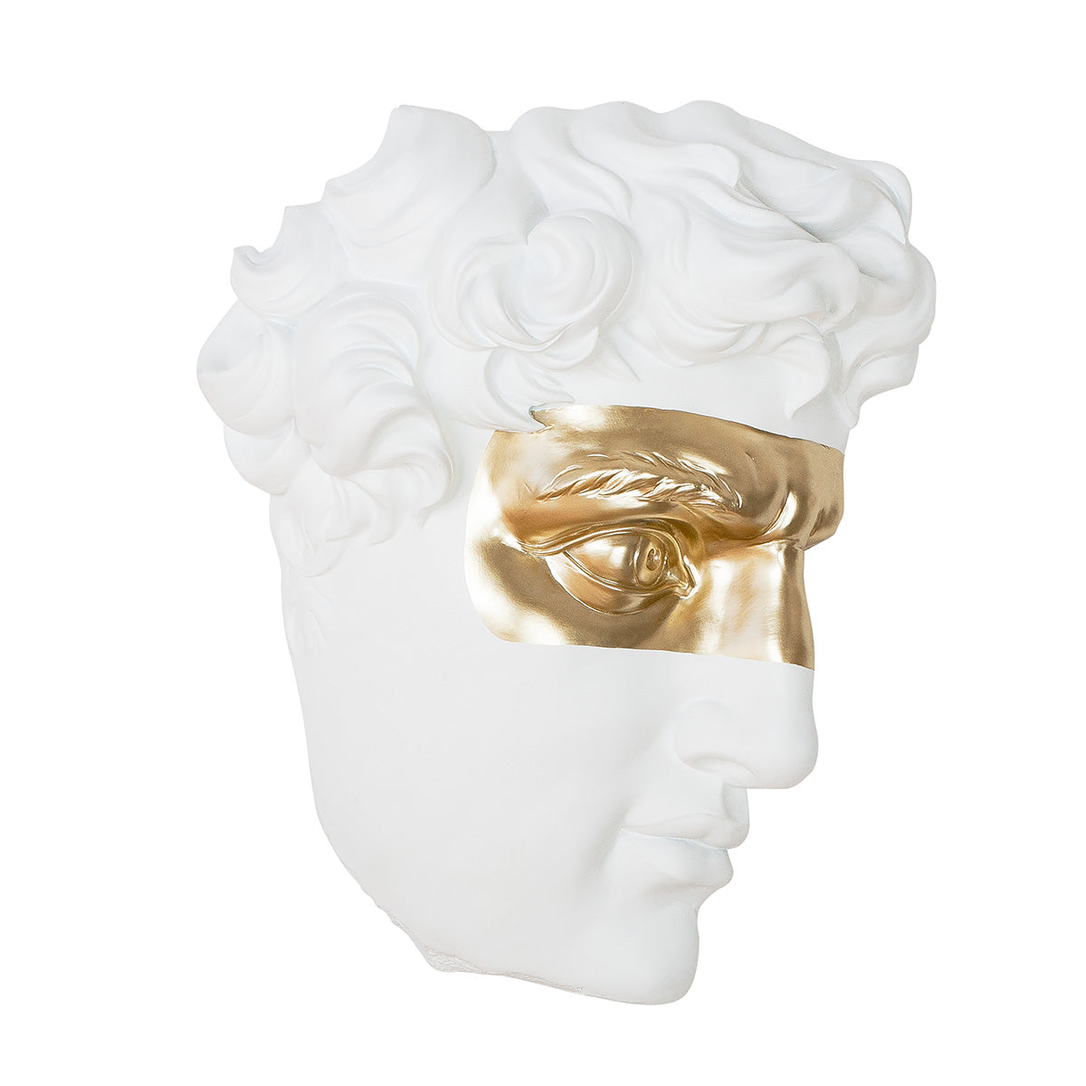 Wandobjekt Modern David Männerkopf weiß goldfarben 50,5 cm