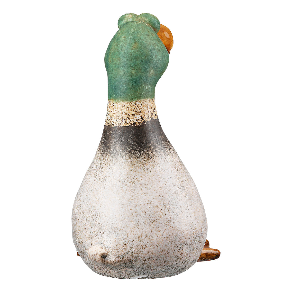 Zaunfigur Gartenfigur Ente Lirondel aus Keramik matt in grün und hellbraun