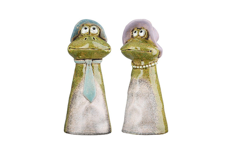 Zaunfiguren Froschpaar Lilly & Max Keramik Grün 22 cm