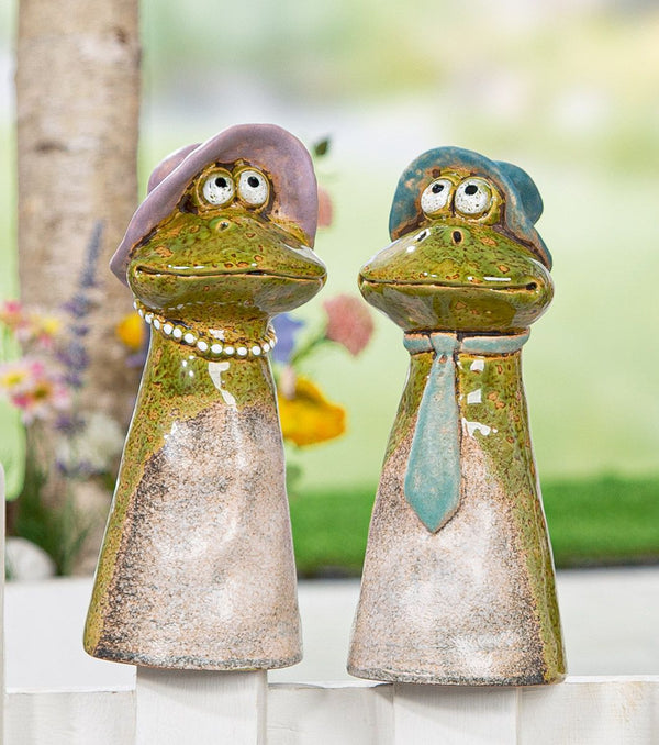 Zaunfiguren Froschpaar Lilly & Max Keramik Grün 22 cm