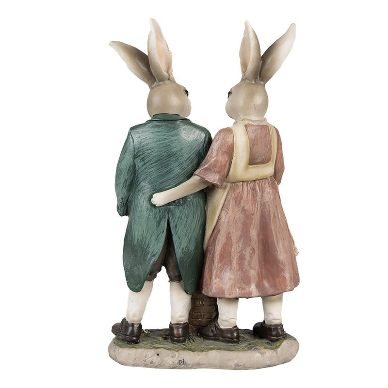 Decorative statue rabbit brown pink green 15x8x26 cm
