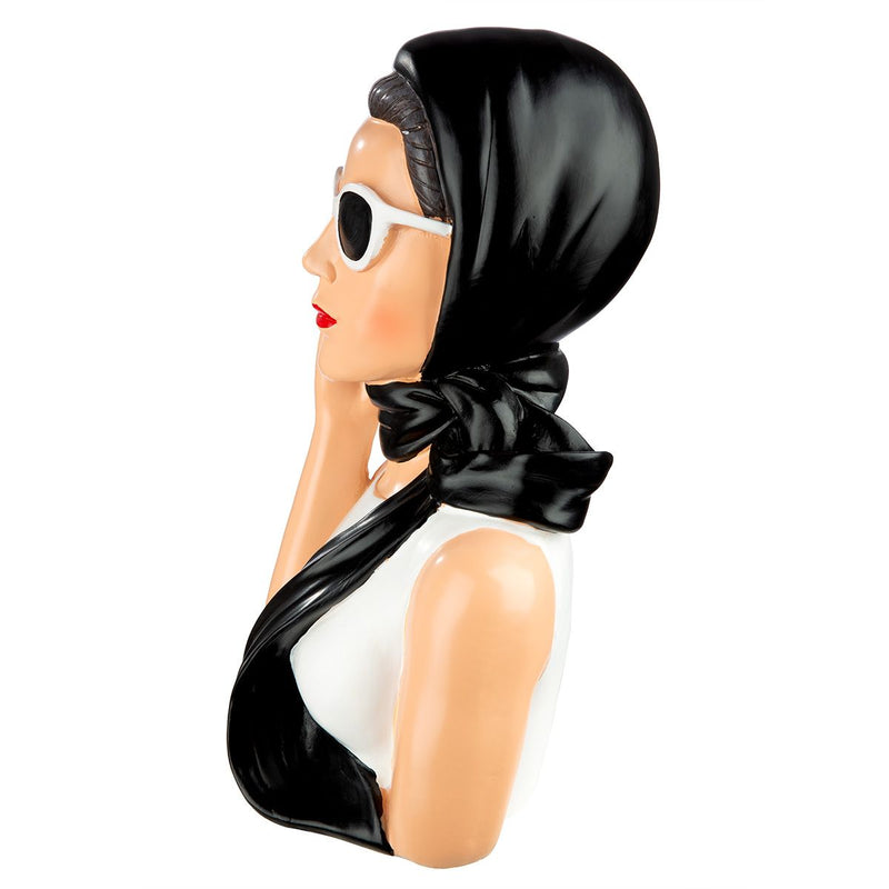 Decorative figure Lady Grace female bust retro style black and white 27 cm