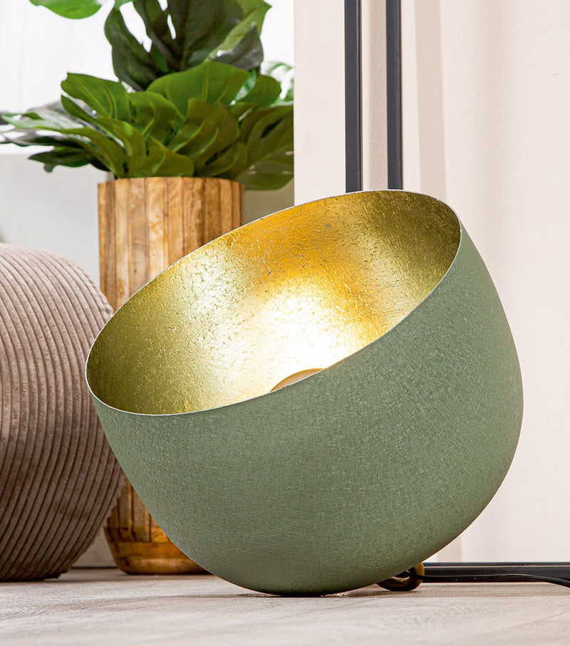 Bodenleuchte Verda XL grün gold Metall modern rund 35cm