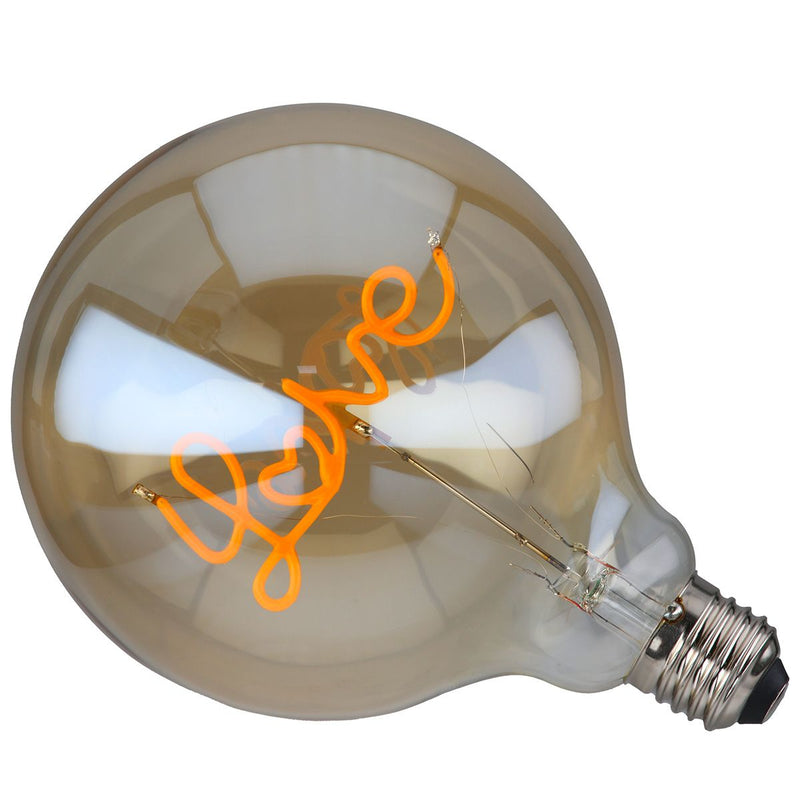 LED Deko Leuchtmittel Love Schriftzug Glaslampe E27 Orange