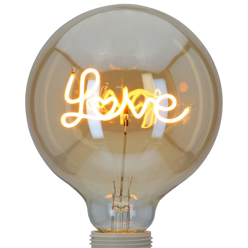 LED Deko Leuchtmittel Love Schriftzug Glaslampe E27 Orange