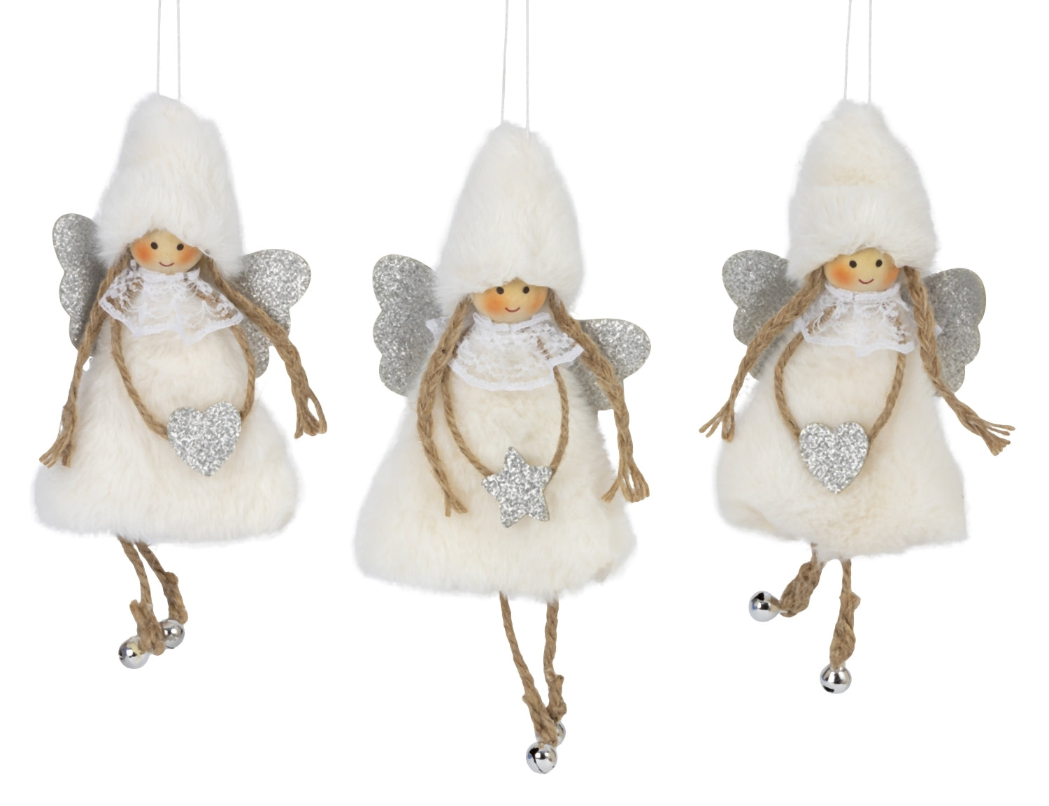 Weihnachtsanhänger Engel Liora 3er Set in Silber und Weiß