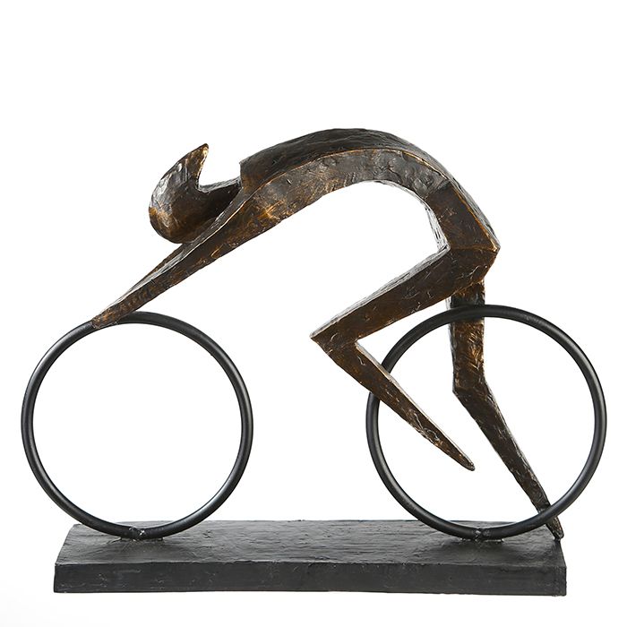 Exclusive "Racer" racing bike bronze sculpture with inspiring saying pendant