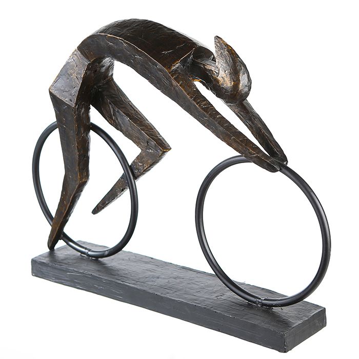 Exclusive "Racer" racing bike bronze sculpture with inspiring saying pendant