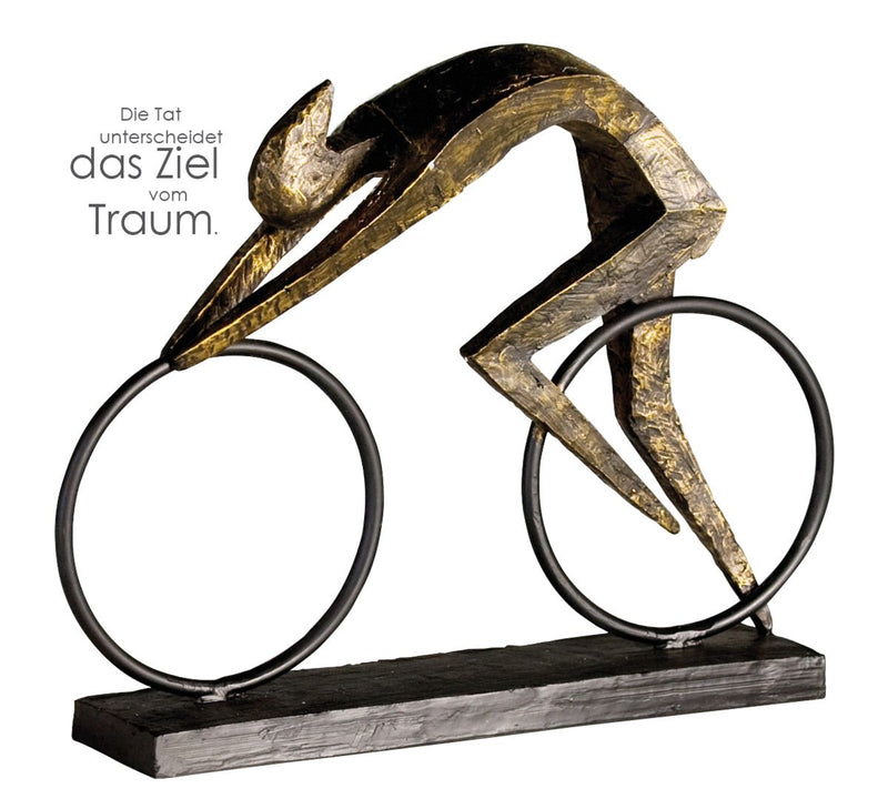 Exklusive "Racer" Rennrad Bronze Skulptur mit inspirierendem Spruchanhänger