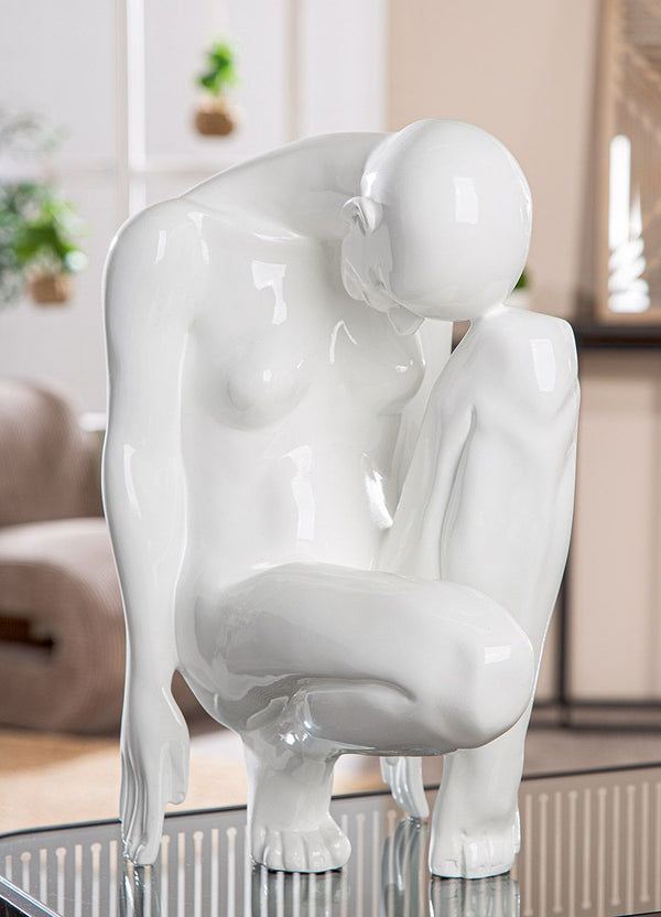 Dekofigur Signora Frau Weiß Kunstharz Modern 41 cm