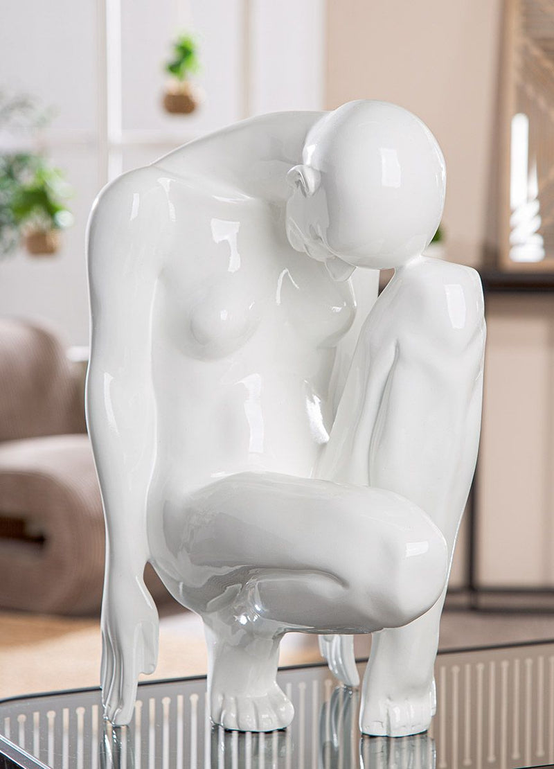 Dekofigur Signora Frau Weiß Kunstharz Modern 41 cm