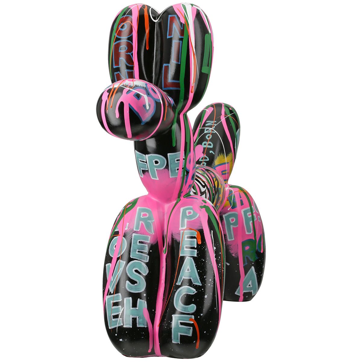 XXL Figuur Pallone – Stijlvolle Ballonhond in Graffiti Design Zwart 120cm