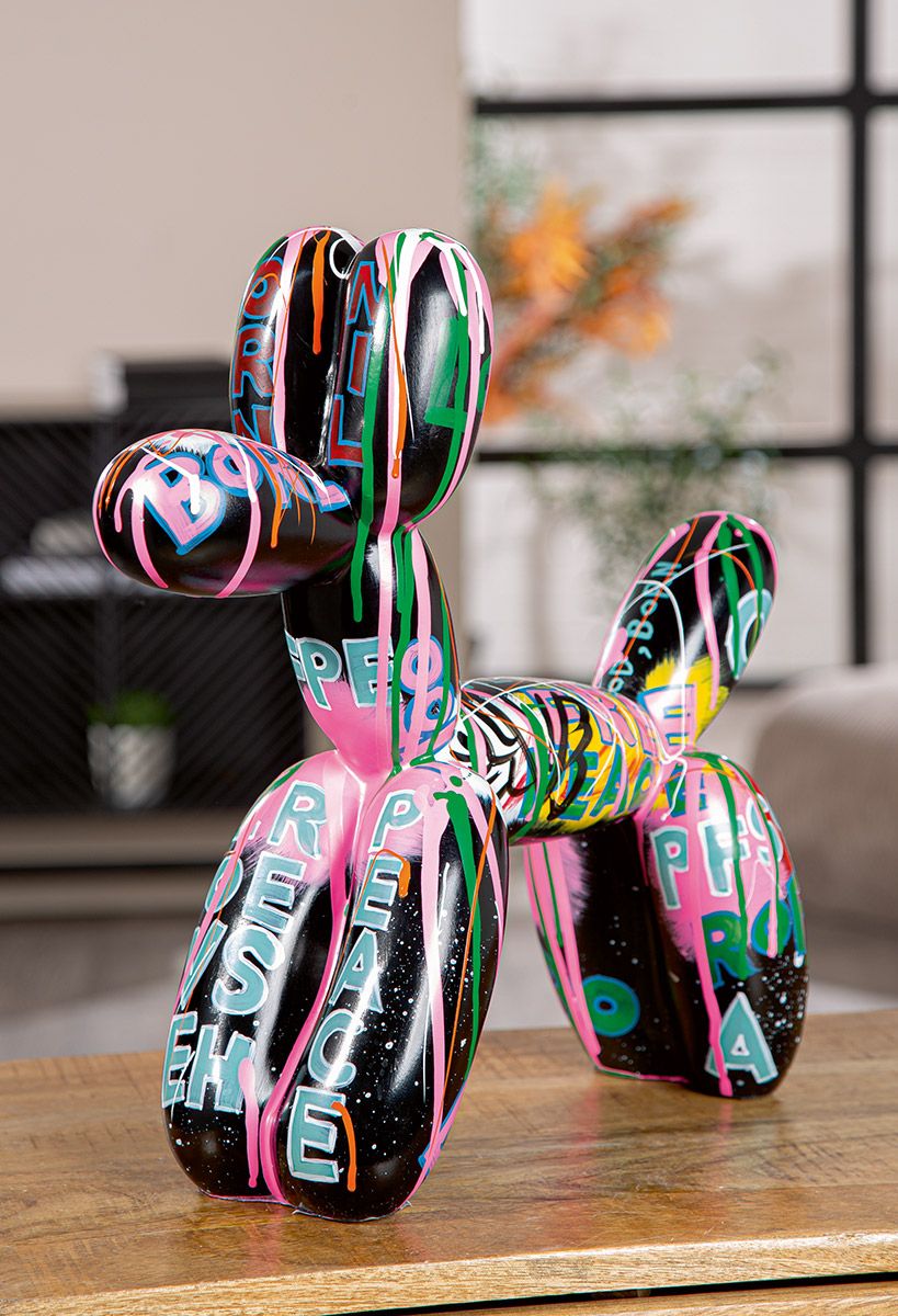 XXL Figuur Pallone – Stijlvolle Ballonhond in Graffiti Design Zwart 120cm