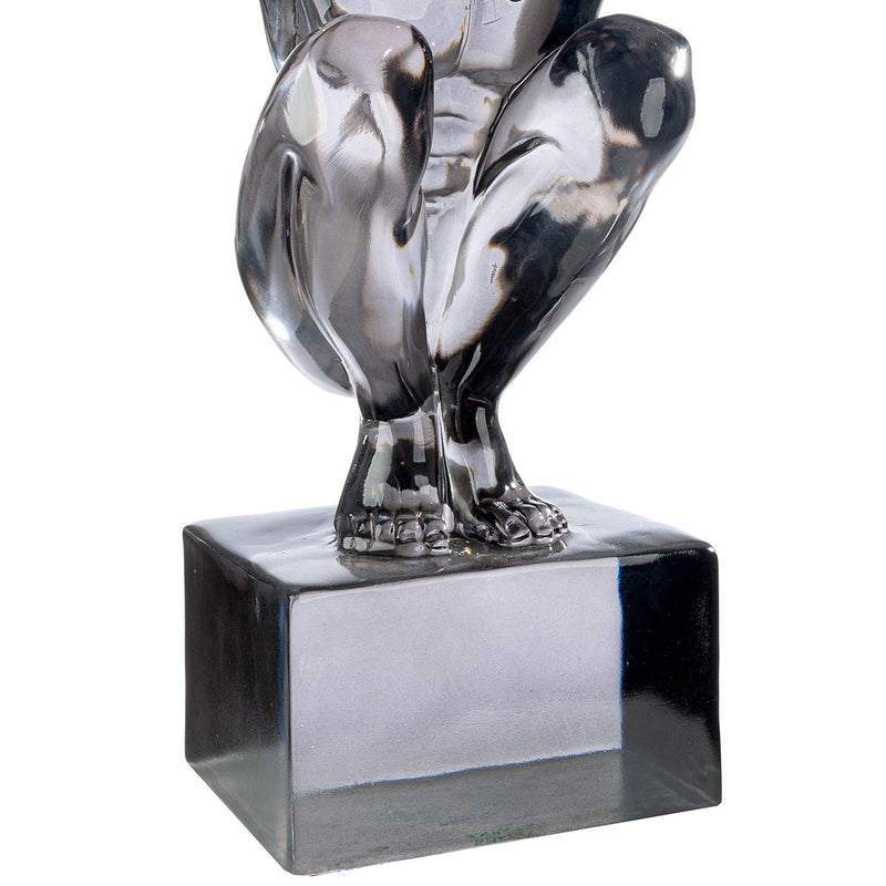 Impressive sculpture "Cliffhanger" in white black made of synthetic resin and marble