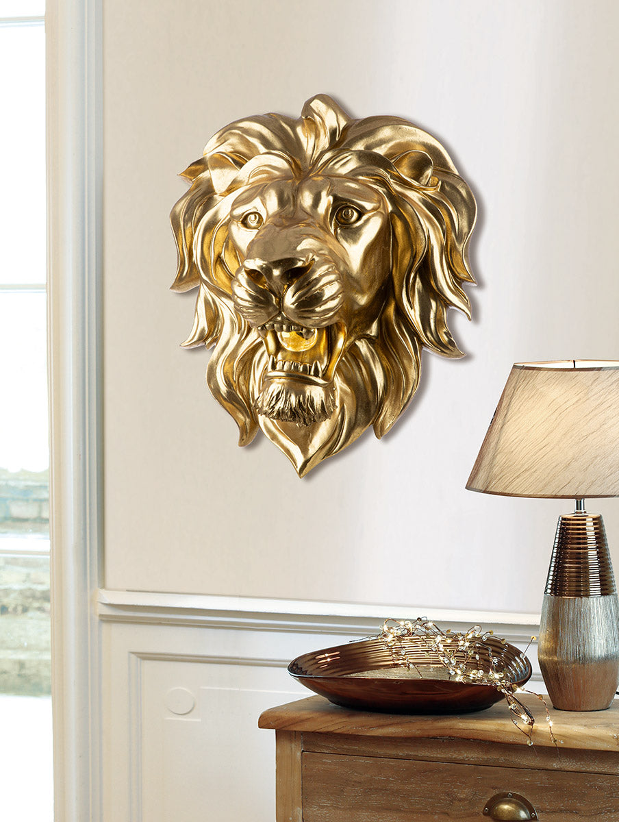 Wandobjekt LED King of the Savannah Kunstharz goldfarben
