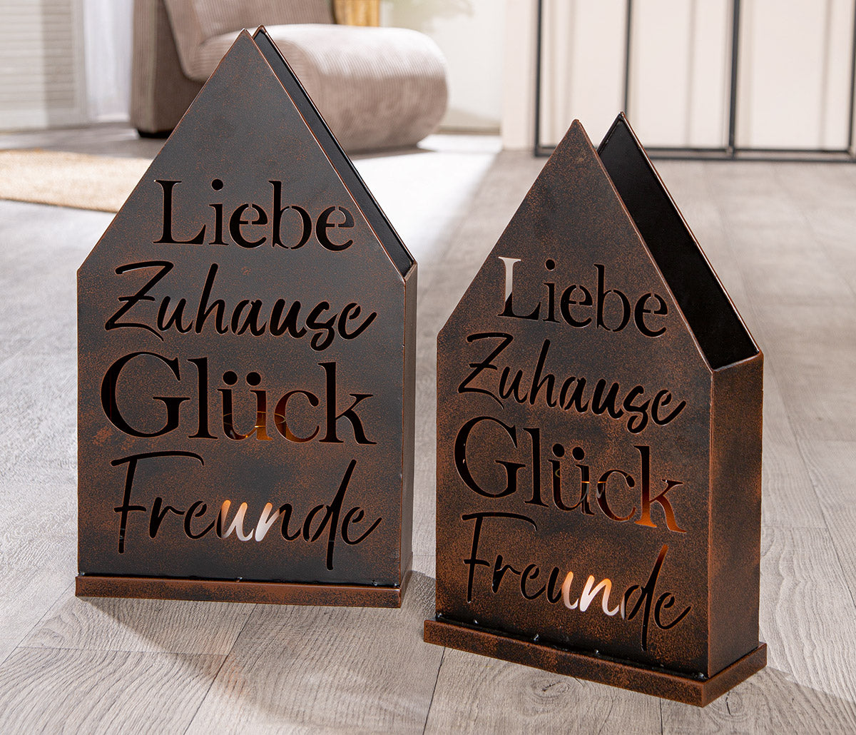 Windlicht Freunde Metall braun 2er Set