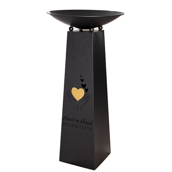 Schalenständer Metall Schwarz Herzmotiv Hand in Hand 102cm