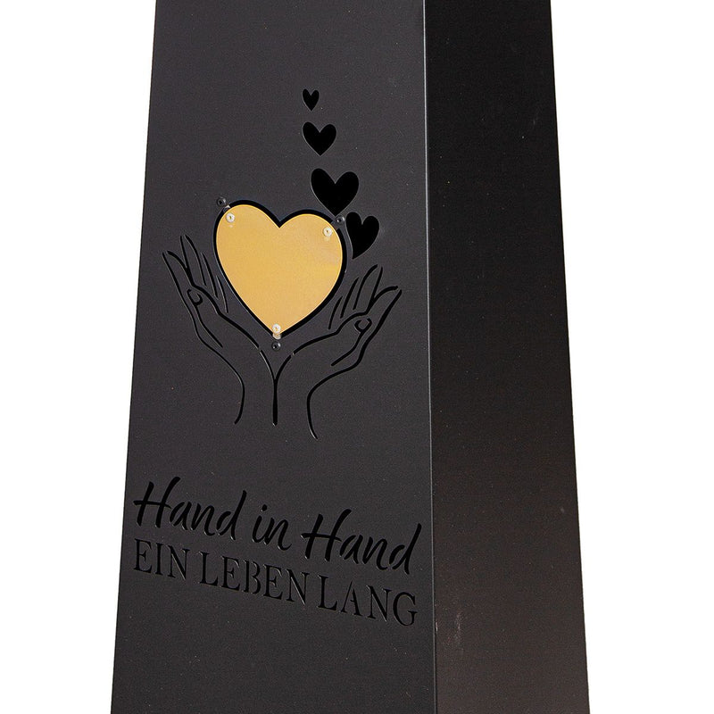 Schalenständer Metall Schwarz Herzmotiv Hand in Hand 102cm