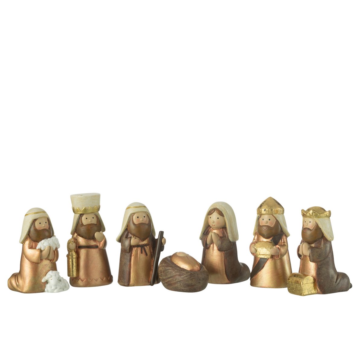 J-Line Krippe, 7 Teile, Kunstharz, Braun/Gold