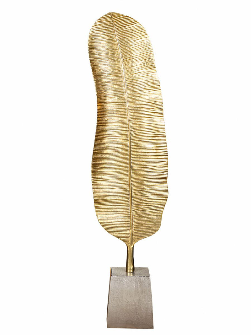 Aluminium Skulptur 'Blatt' – Elegante Dekoration in Gold und Silber