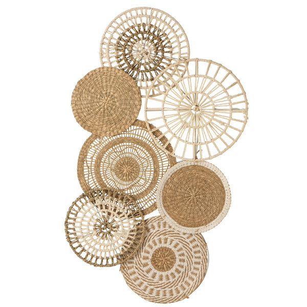 Wanddeko Kreise Jute Baumwolle Natur Weiß 90cm Boho Circles