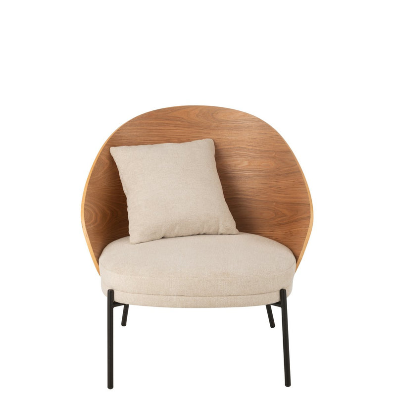 Lone lounge chair made of wood and metal in natural beige – stylish and comfortable