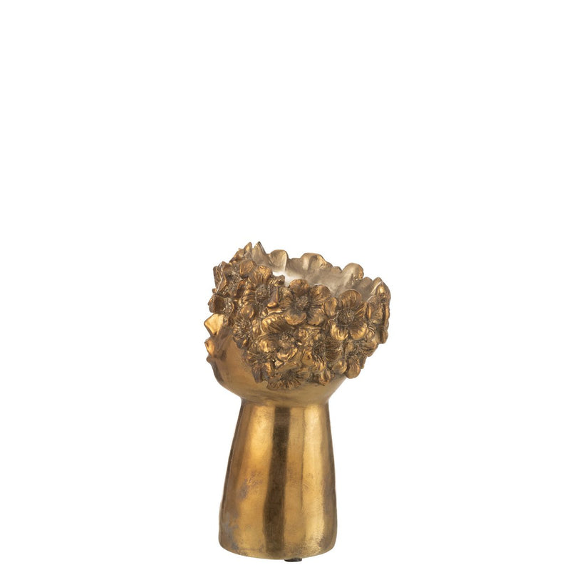 Nebu plantenbak van polyresin in goud, 27,5 cm