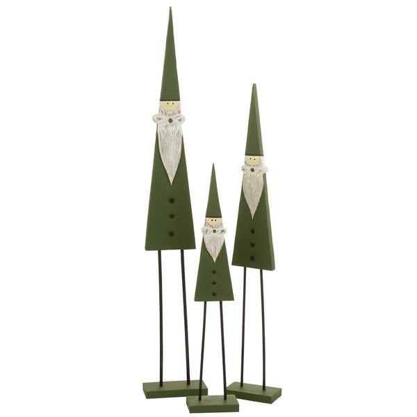 Grote houten kerstman op voet - groen