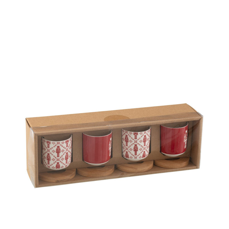 Espresso cups set of 4 nutcracker design with bamboo saucers 100 ml