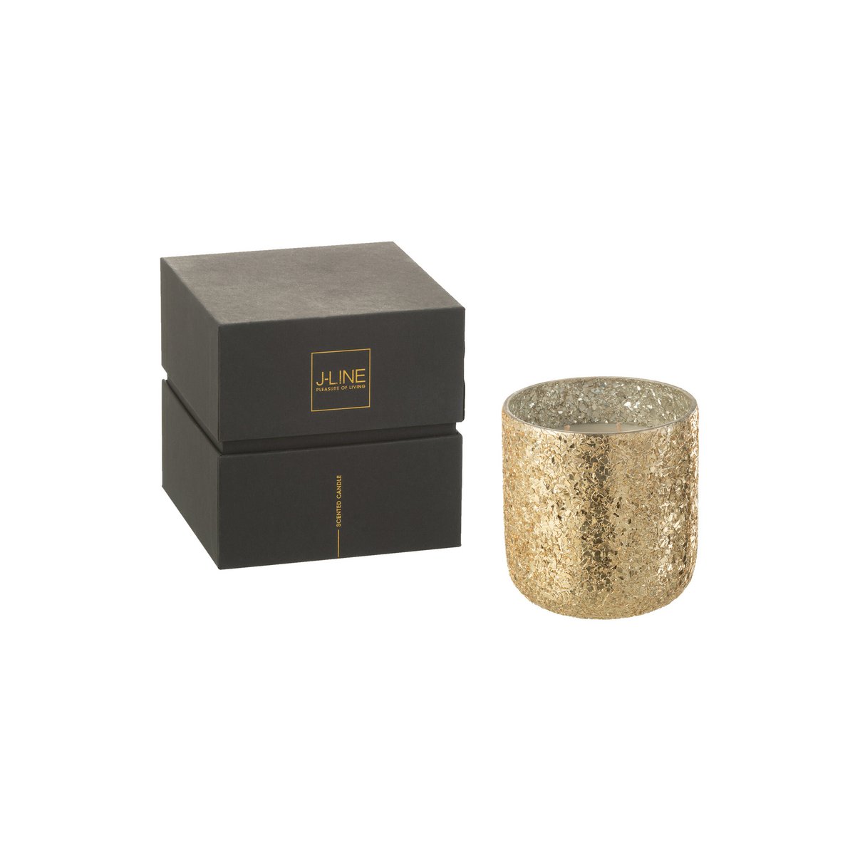 J-Line Duftkerze Luxuria – Vanilla Escape – Glas – Gold – mittel – 60U