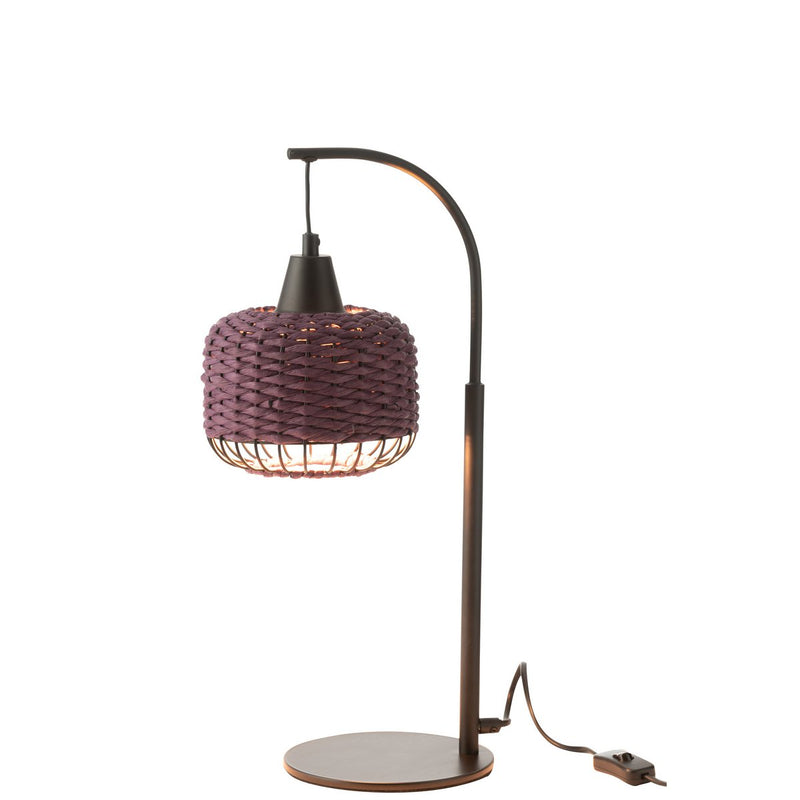 Tischlampe Laterne aus Metall in Lila