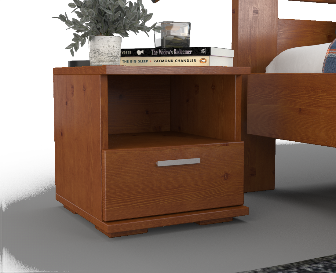 Nobis Kiefer Massivholz Nachttisch Nachtschrank | 1-Schublade und 1 Regal | 100% Bio Kiefer