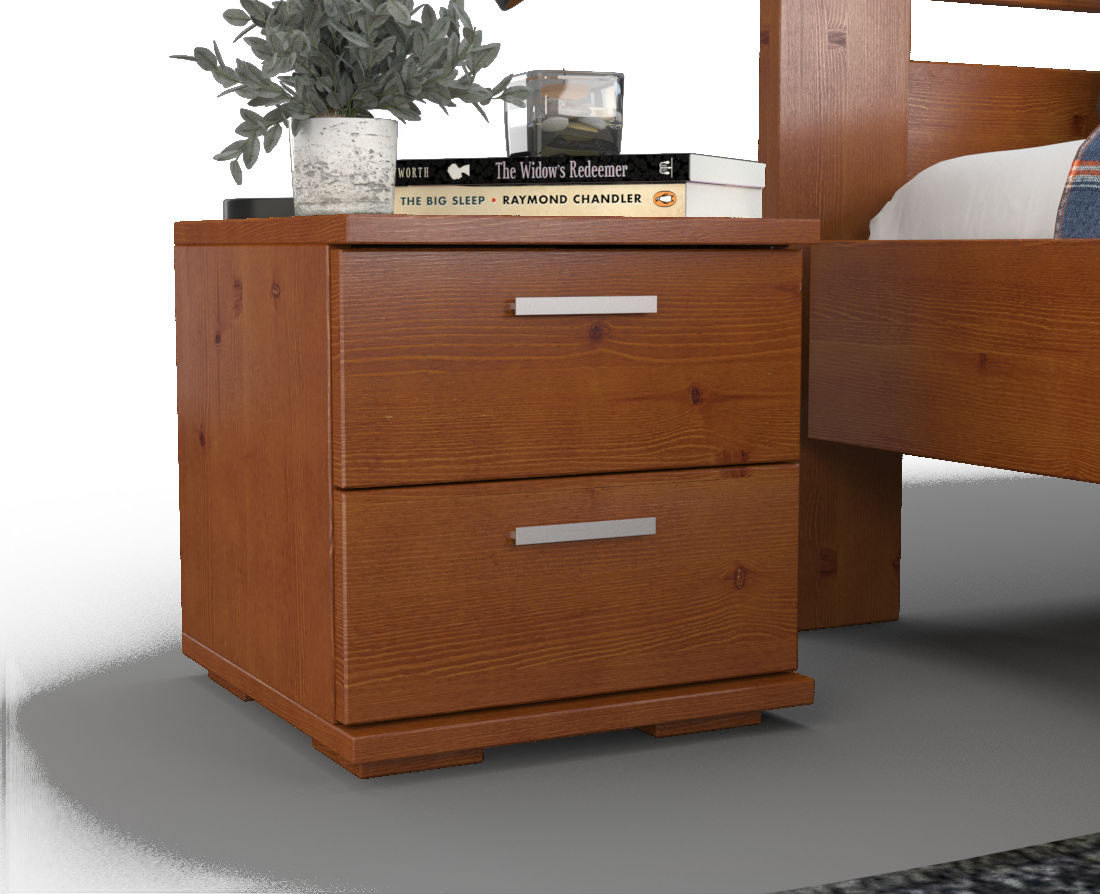 Nobis Kiefer Massivholz Nachttisch Nachtschrank | 2-Schubladen | 100% Bio Kiefer