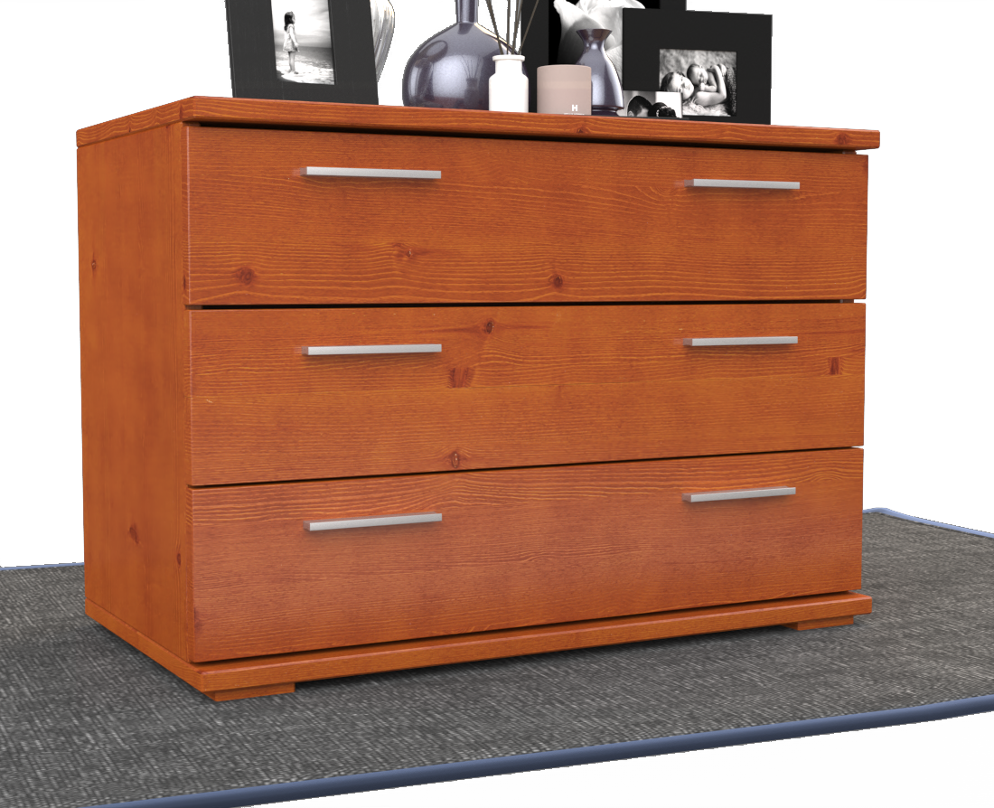 Nobis Kommode Sideboard | 3 große Schubladen | 57cm hoch | 100% Bio Kiefer Massivholz