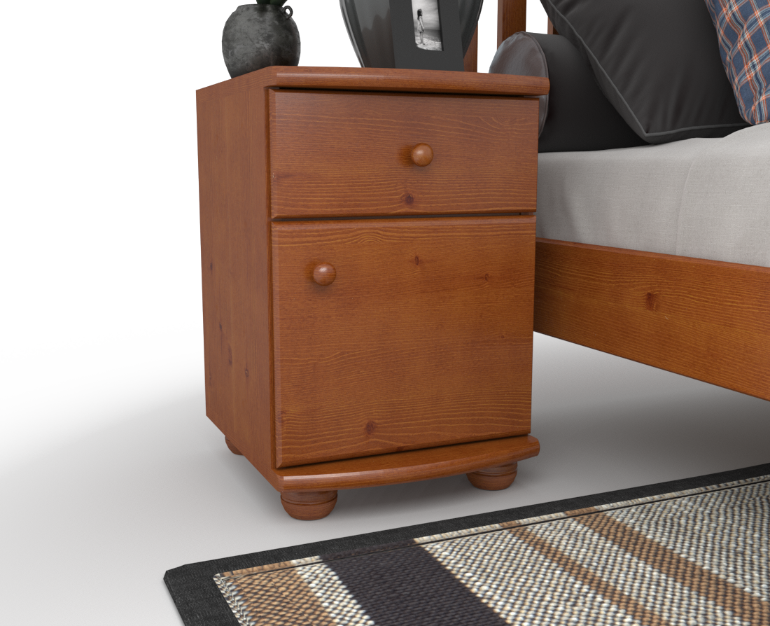 Claudia Kiefer Massivholz Nachttisch Nachtschrank | 1-Schublade 1-Türig | 100% Bio Kiefer