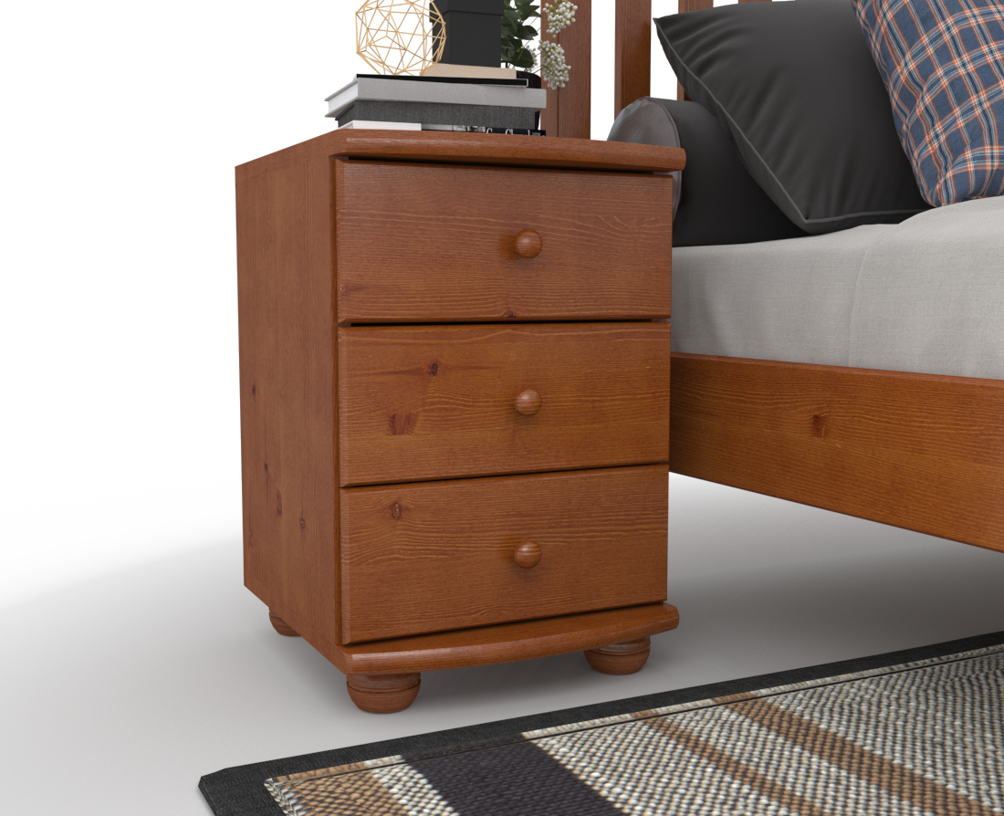 Claudia Kiefer Massivholz Nachttisch Nachtschrank | 3-Schubladen | 100% Bio Kiefer