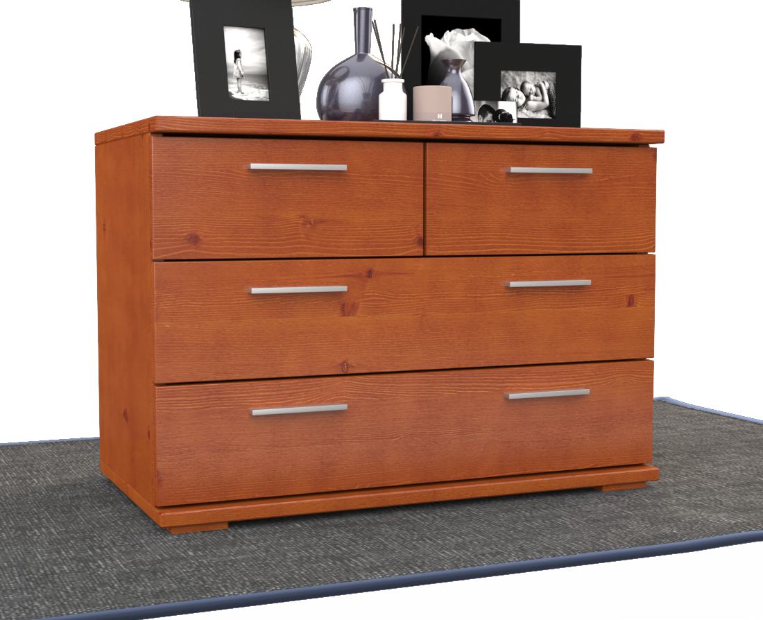 Nobis Kommode Sideboard | Anrichte | 4-Schubladen | 57cm hoch | 100% Bio Kiefer Massivholz