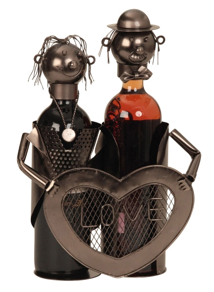 Handgefertigter Metall Weinflaschenhalter Liebespaar Love