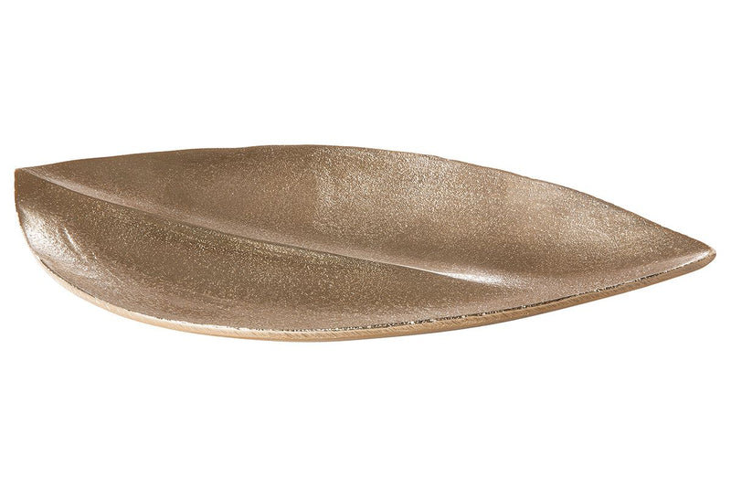 Aluminium schaal "Nostro" in champagnekleur - bladvormig design in twee maten