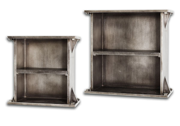 Set van 2 planken Factory Style Vierkant MDF Antraciet
